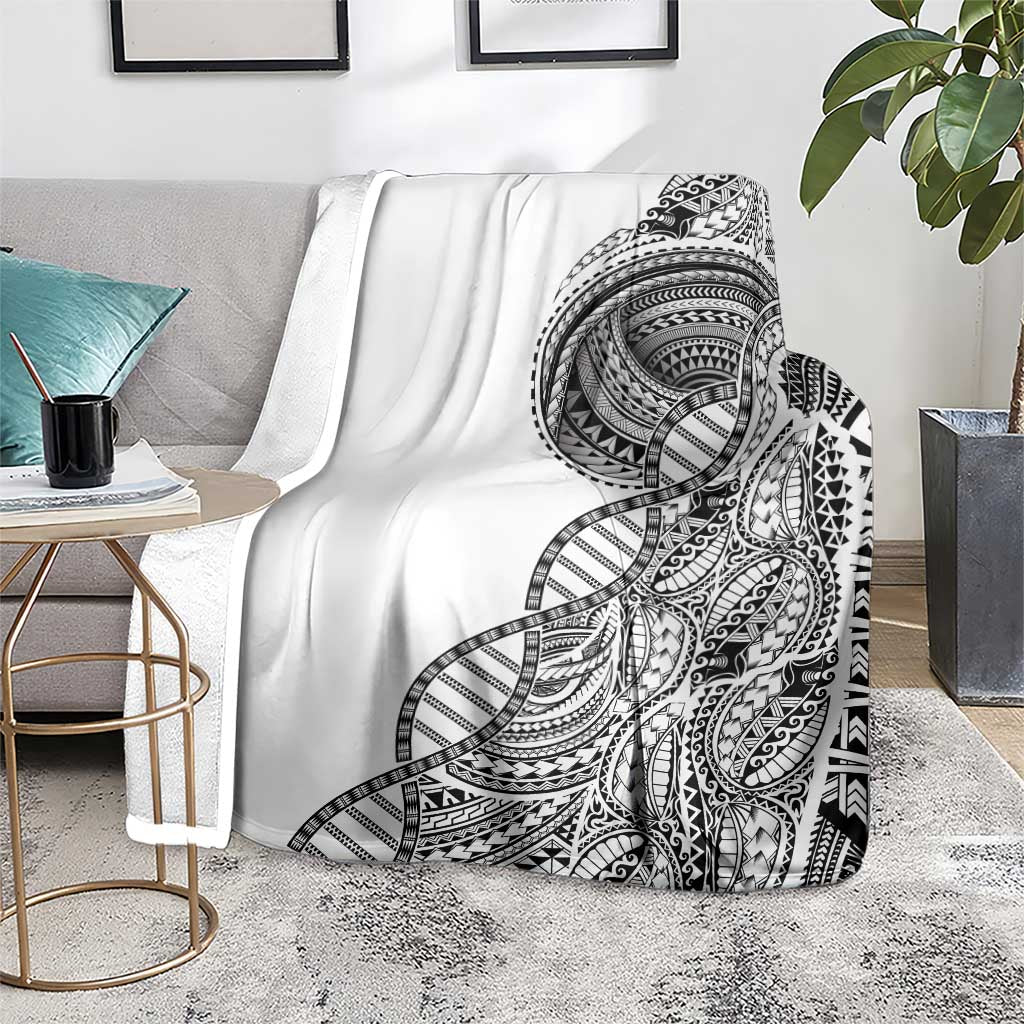Samoan DNA Art Tattoo Blanket Polynesian Pattern White Color LT03 - Polynesian Pride