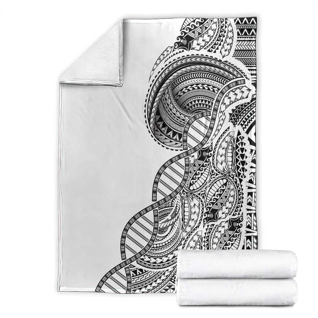 Samoan DNA Art Tattoo Blanket Polynesian Pattern White Color LT03 - Polynesian Pride