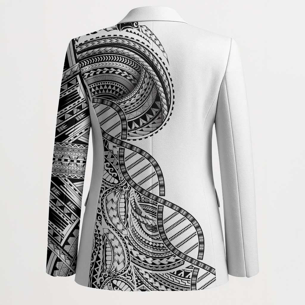 Samoan DNA Art Tattoo Blazer Polynesian Pattern White Color LT03 - Polynesian Pride