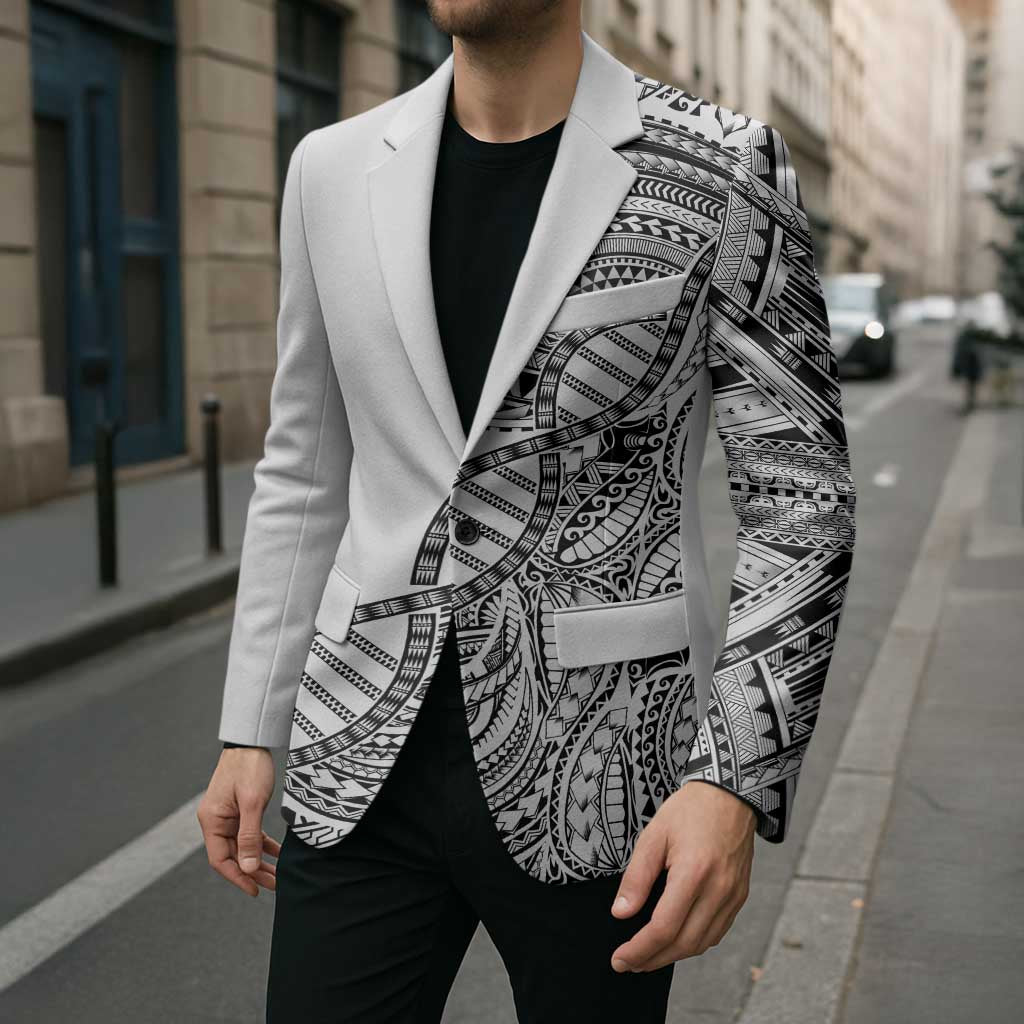 Samoan DNA Art Tattoo Blazer Polynesian Pattern White Color LT03 - Polynesian Pride