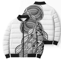 Samoan DNA Art Tattoo Bomber Puffer Jacket Polynesian Pattern White Color LT03 - Polynesian Pride