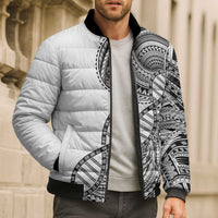 Samoan DNA Art Tattoo Bomber Puffer Jacket Polynesian Pattern White Color LT03 - Polynesian Pride