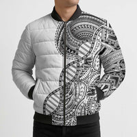 Samoan DNA Art Tattoo Bomber Puffer Jacket Polynesian Pattern White Color LT03 - Polynesian Pride