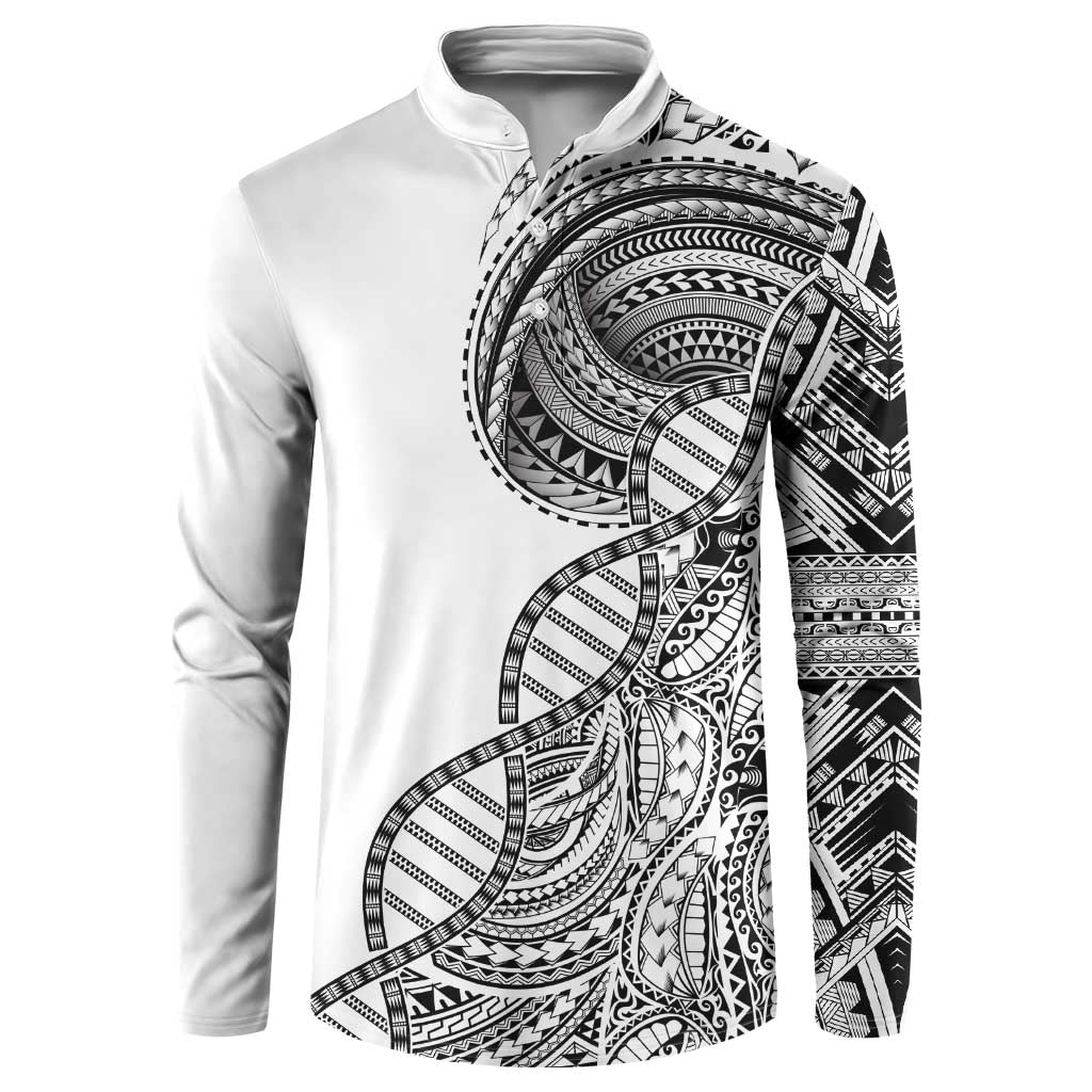 Samoan DNA Art Tattoo Button Sweatshirt Polynesian Pattern White Color LT03 White - Polynesian Pride