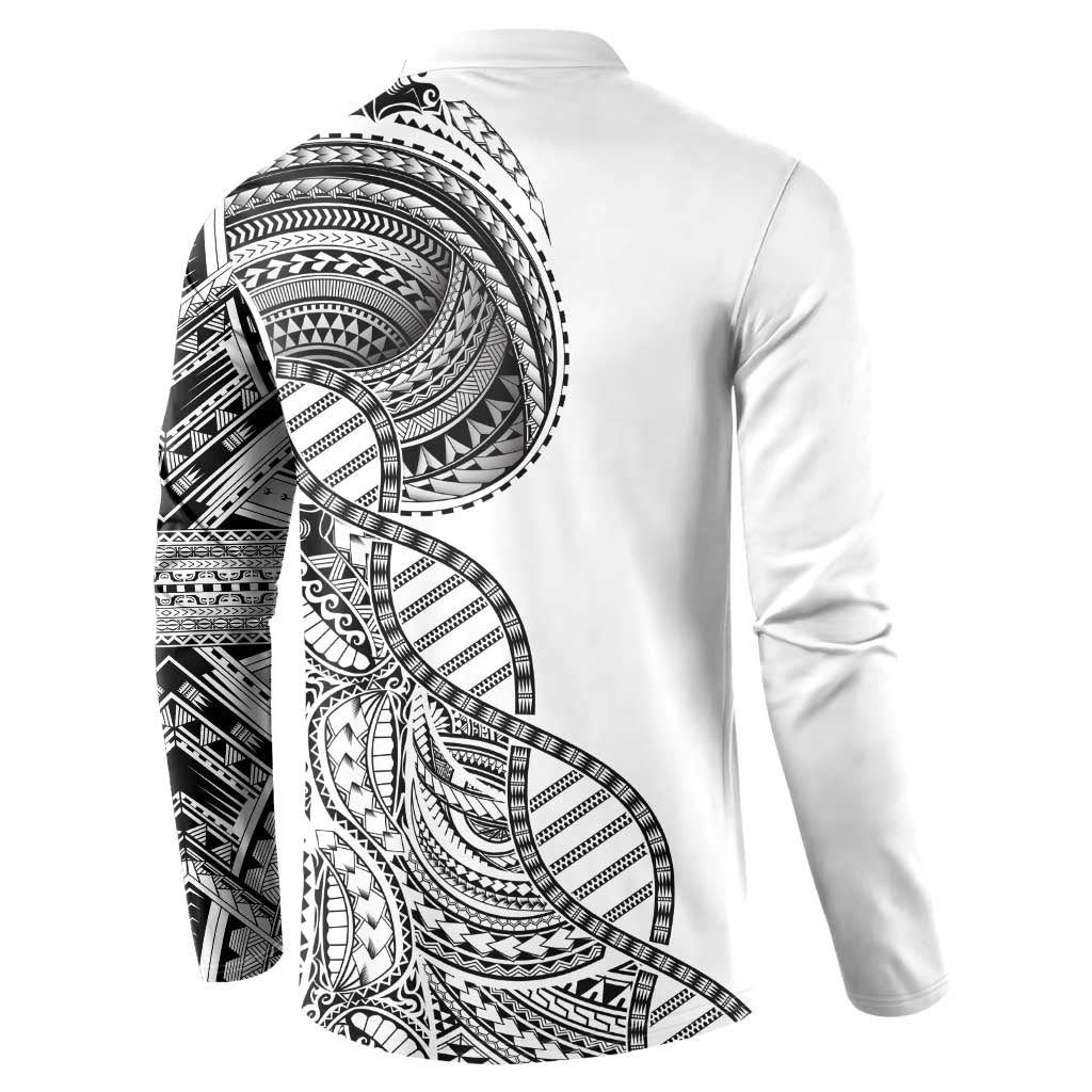 Samoan DNA Art Tattoo Button Sweatshirt Polynesian Pattern White Color LT03 - Polynesian Pride