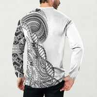 Samoan DNA Art Tattoo Button Sweatshirt Polynesian Pattern White Color LT03 - Polynesian Pride