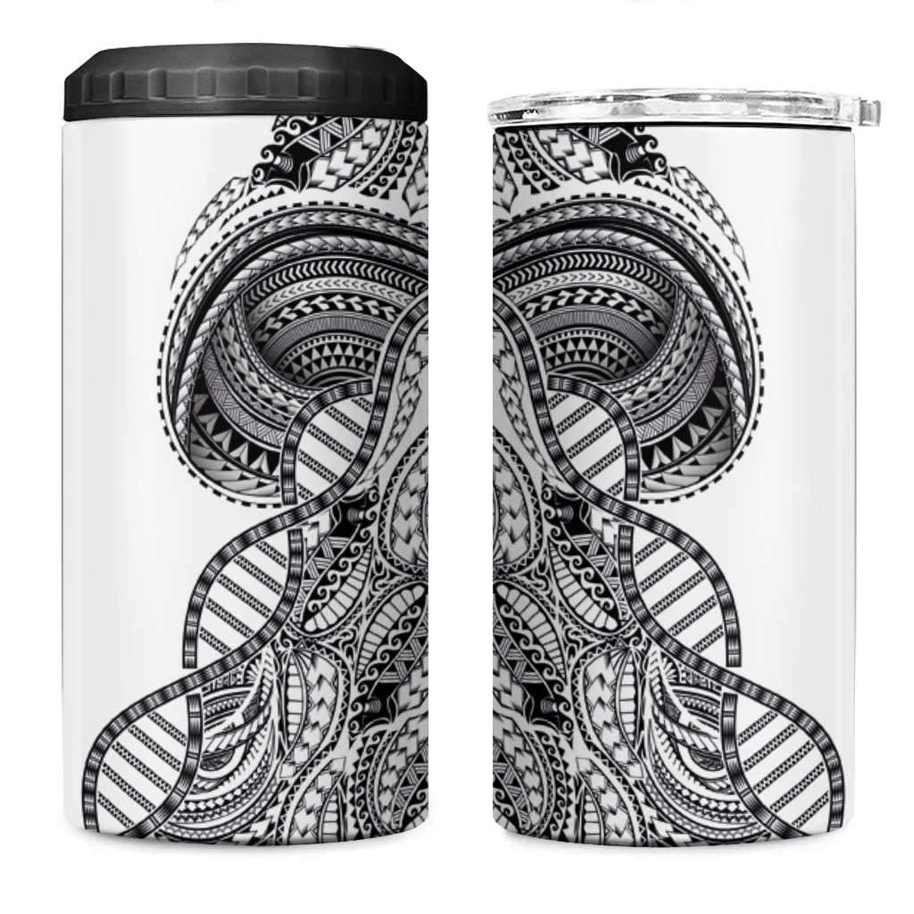Samoan DNA Art Tattoo 4 in 1 Can Cooler Tumbler Polynesian Pattern White Color LT03 One Size: 16 oz White - Polynesian Pride