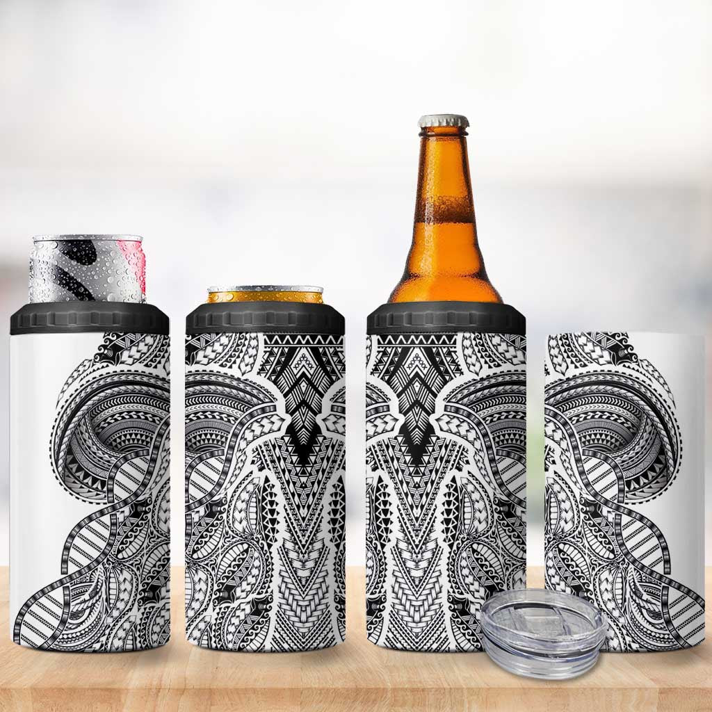 Samoan DNA Art Tattoo 4 in 1 Can Cooler Tumbler Polynesian Pattern White Color LT03 - Polynesian Pride