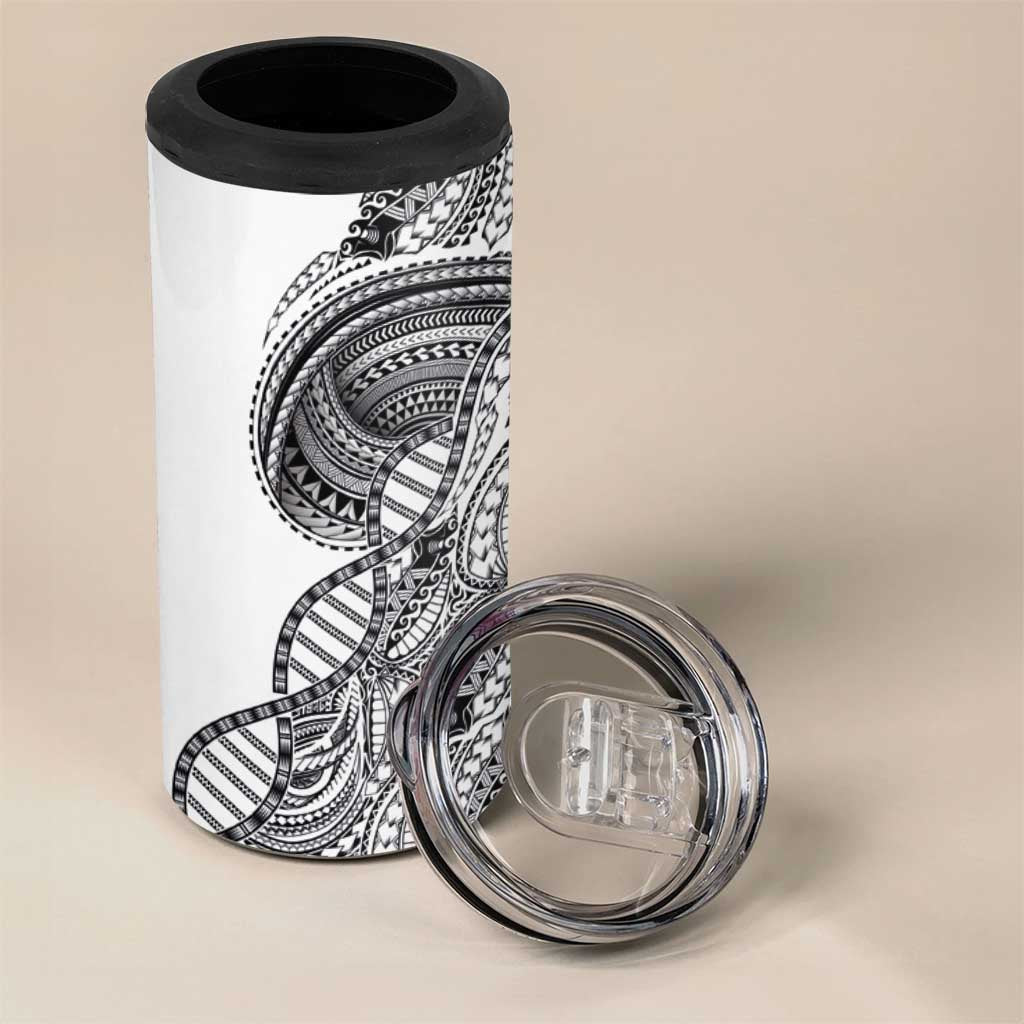 Samoan DNA Art Tattoo 4 in 1 Can Cooler Tumbler Polynesian Pattern White Color LT03 - Polynesian Pride