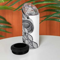 Samoan DNA Art Tattoo 4 in 1 Can Cooler Tumbler Polynesian Pattern White Color LT03 - Polynesian Pride