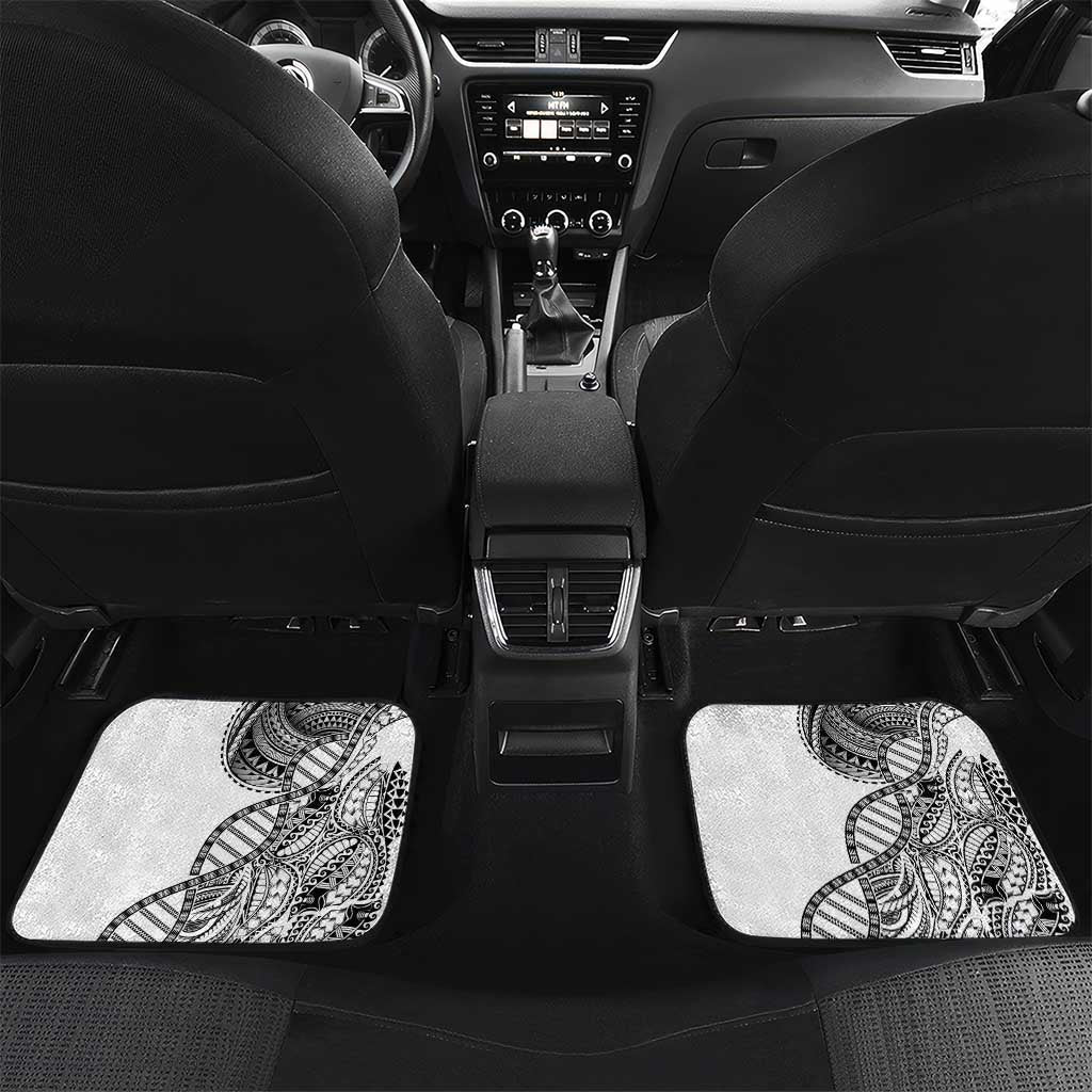Samoan DNA Art Tattoo Car Mats Polynesian Pattern White Color LT03 Set 2pcs - Back White - Polynesian Pride