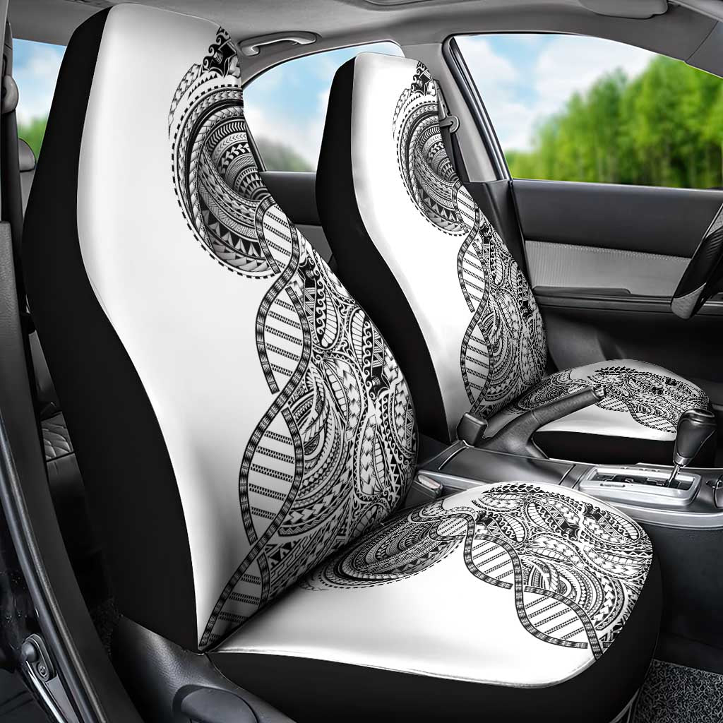 Samoan DNA Art Tattoo Car Seat Cover Polynesian Pattern White Color LT03 - Polynesian Pride