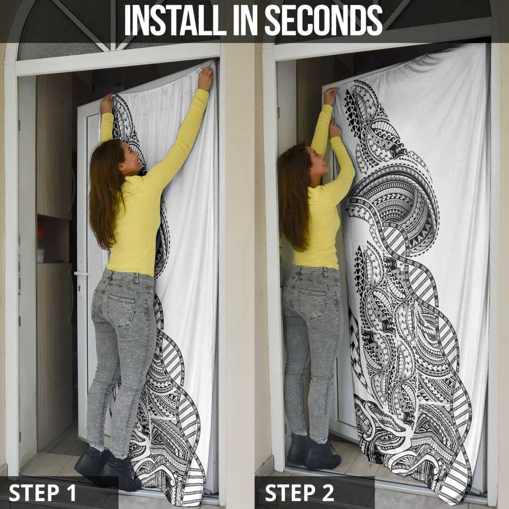 Samoan DNA Art Tattoo Door Cover Polynesian Pattern White Color LT03 - Polynesian Pride