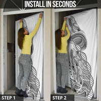 Samoan DNA Art Tattoo Door Cover Polynesian Pattern White Color LT03 - Polynesian Pride