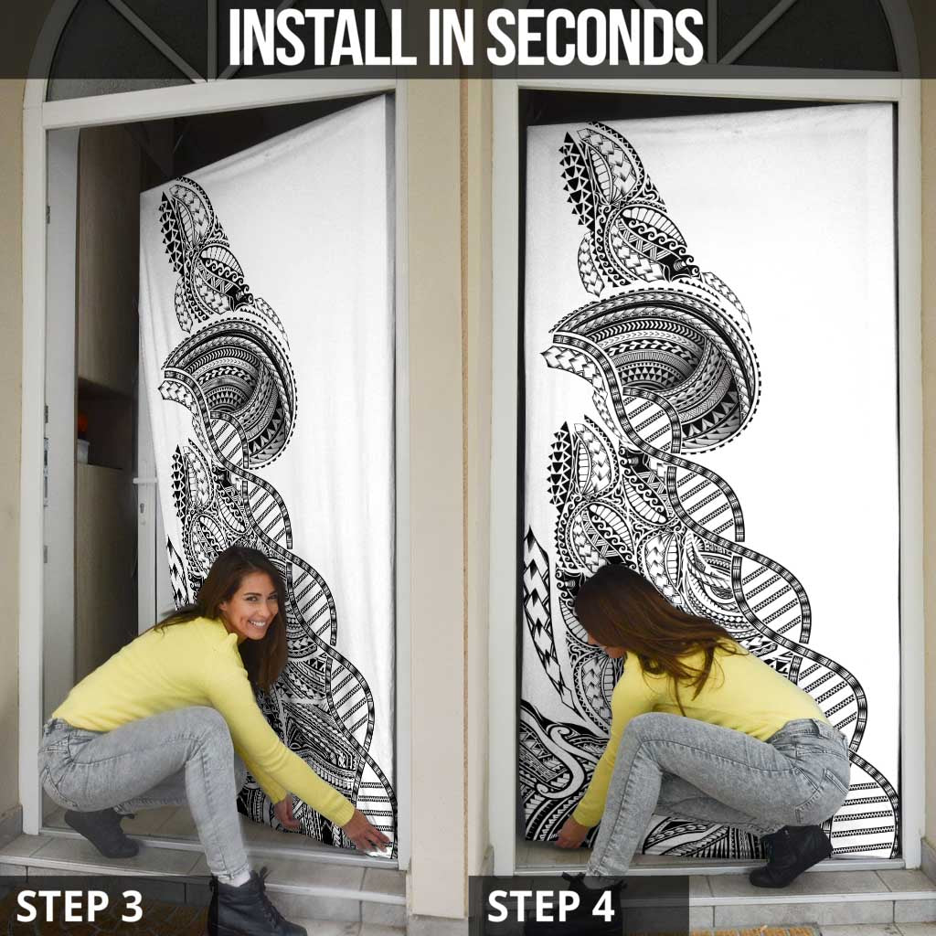 Samoan DNA Art Tattoo Door Cover Polynesian Pattern White Color LT03 - Polynesian Pride