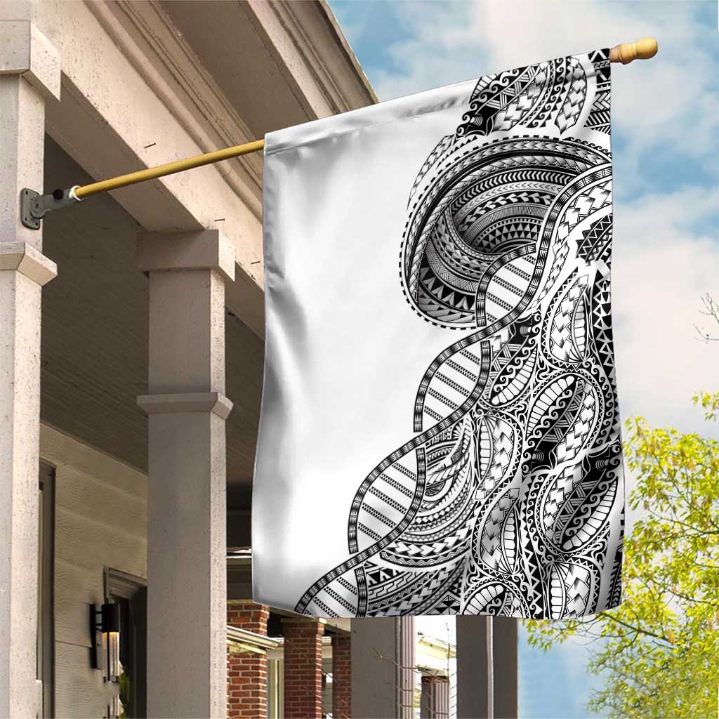 Samoan DNA Art Tattoo Garden Flag Polynesian Pattern White Color