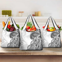 Samoan DNA Art Tattoo Grocery Bag Polynesian Pattern White Color LT03 3-pack One Size White - Polynesian Pride