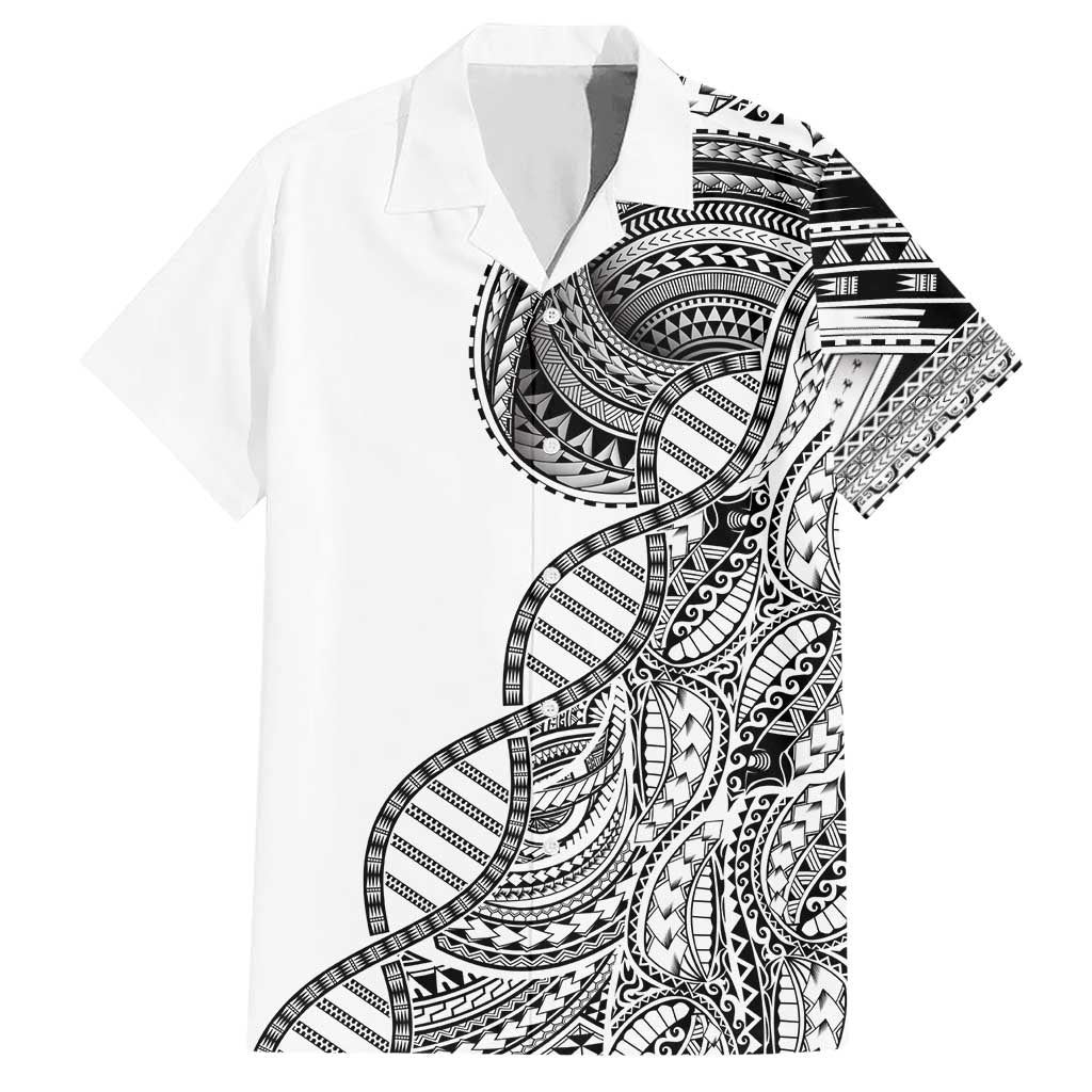 Samoan DNA Art Tattoo Hawaiian Shirt Polynesian Pattern White Color