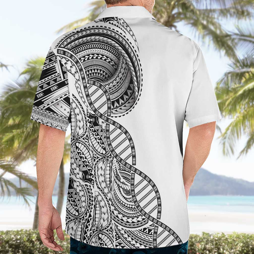 Samoan DNA Art Tattoo Hawaiian Shirt Polynesian Pattern White Color