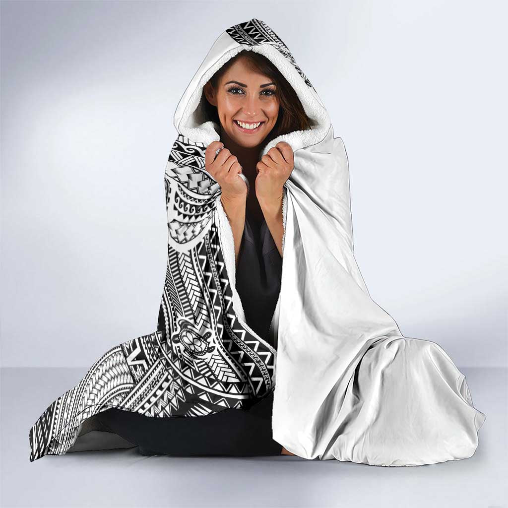Samoan DNA Art Tattoo Hooded Blanket Polynesian Pattern White Color LT03 - Polynesian Pride