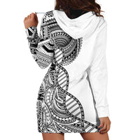 Samoan DNA Art Tattoo Hoodie Dress Polynesian Pattern White Color LT03 - Polynesian Pride
