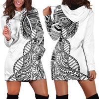 Samoan DNA Art Tattoo Hoodie Dress Polynesian Pattern White Color LT03 - Polynesian Pride
