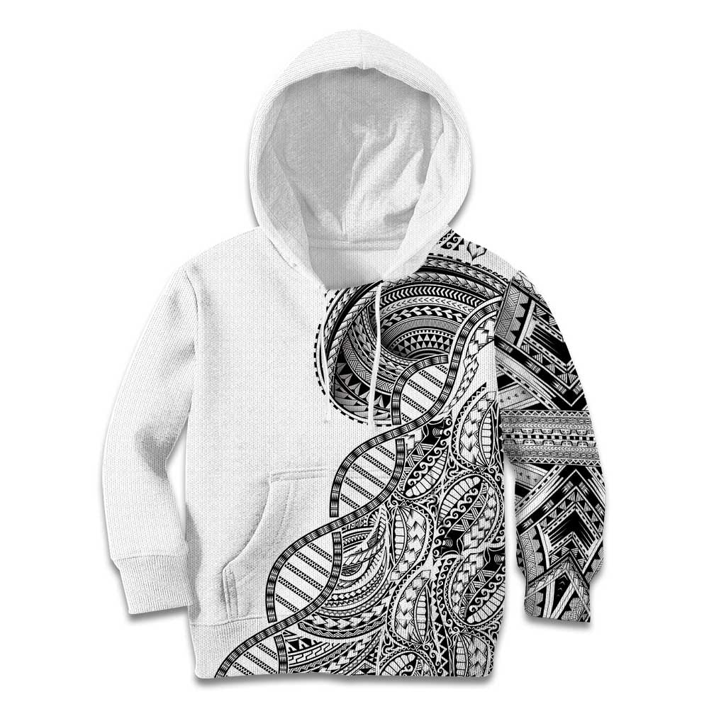 Samoan DNA Art Tattoo Kid Hoodie Polynesian Pattern White Color LT03 Hoodie White - Polynesian Pride