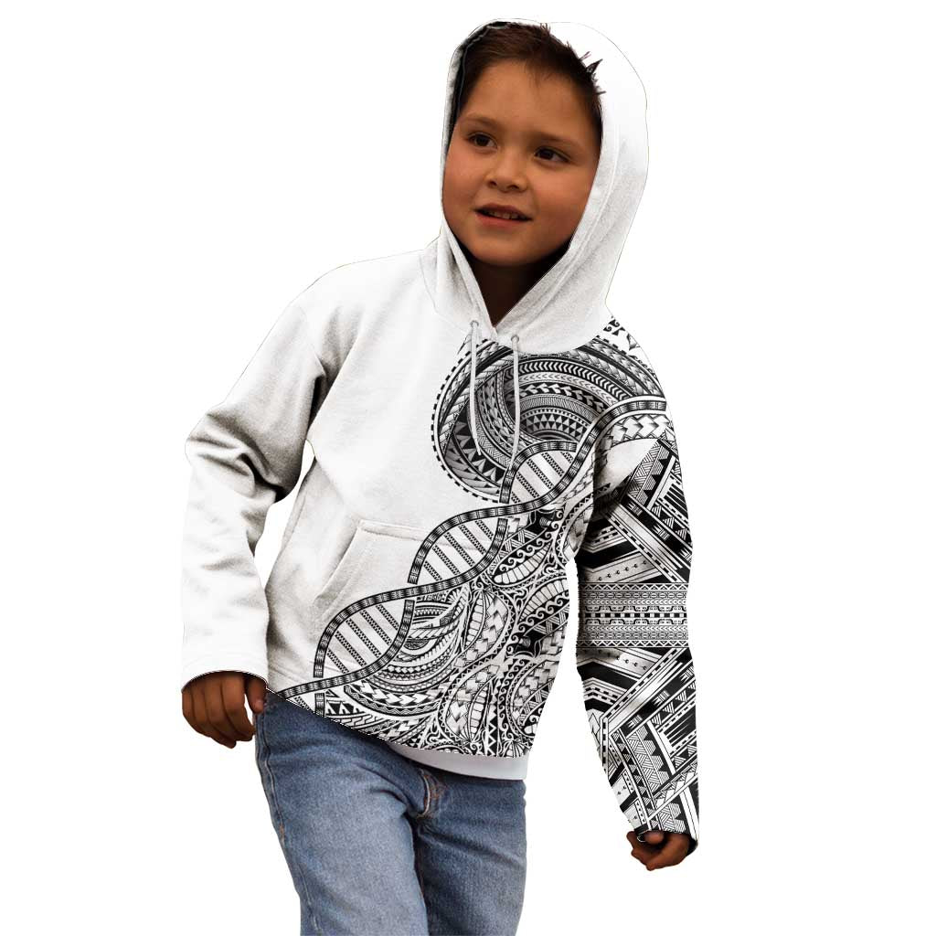 Samoan DNA Art Tattoo Kid Hoodie Polynesian Pattern White Color LT03 - Polynesian Pride