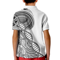 Samoan DNA Art Tattoo Kid Polo Shirt Polynesian Pattern White Color LT03 - Polynesian Pride