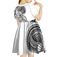 Samoan DNA Art Tattoo Kid Short Sleeve Dress Polynesian Pattern White Color LT03 - Polynesian Pride