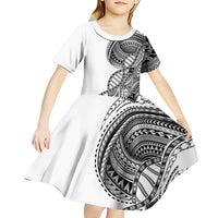 Samoan DNA Art Tattoo Kid Short Sleeve Dress Polynesian Pattern White Color LT03 - Polynesian Pride