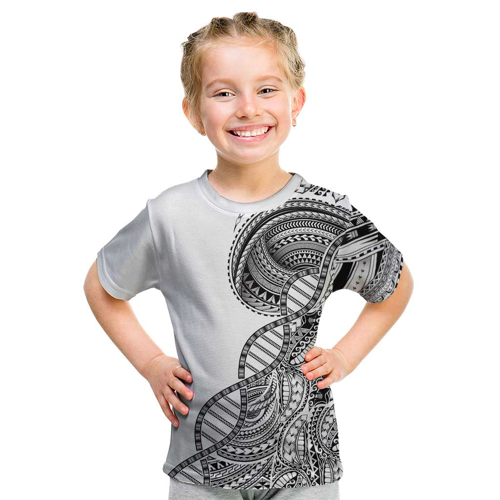 Samoan DNA Art Tattoo Kid T Shirt Polynesian Pattern White Color LT03 White - Polynesian Pride