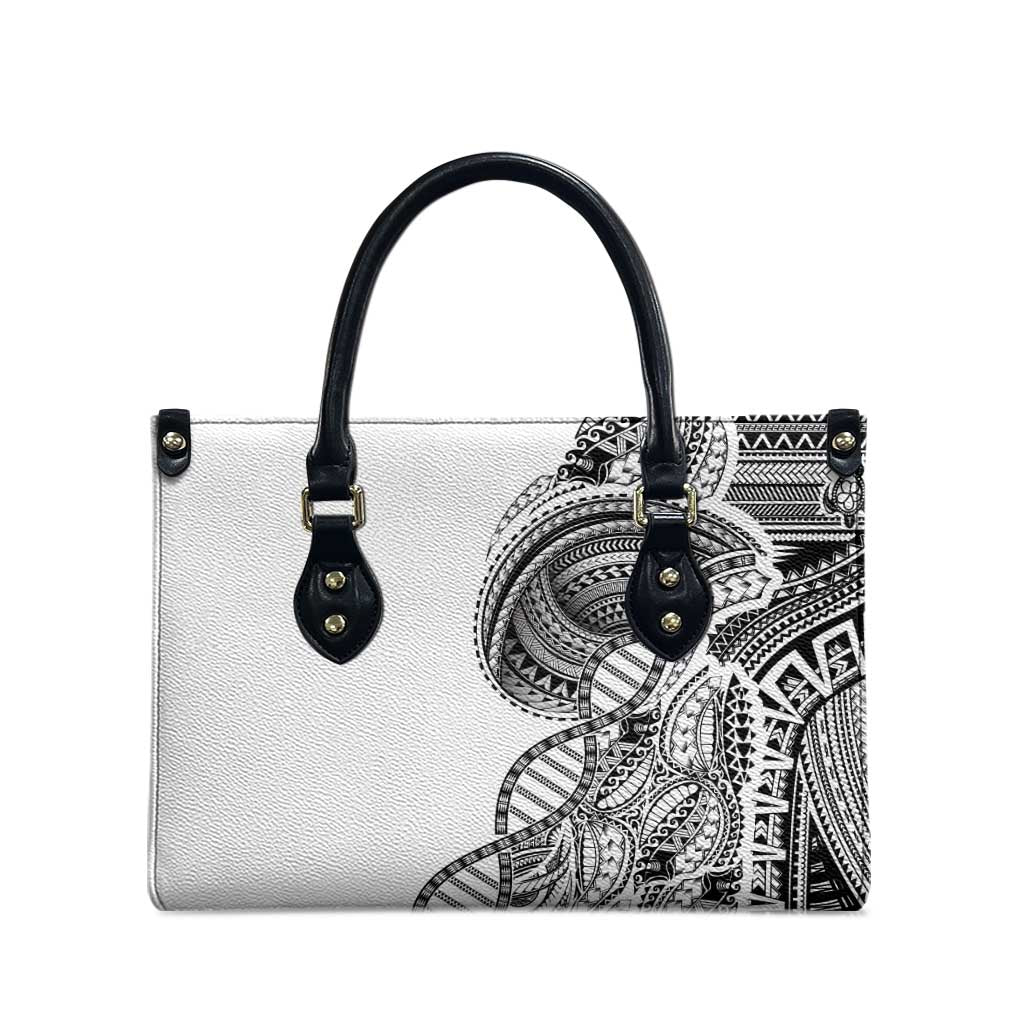 Samoan DNA Art Tattoo Leather Bag Polynesian Pattern White Color LT03 - Polynesian Pride