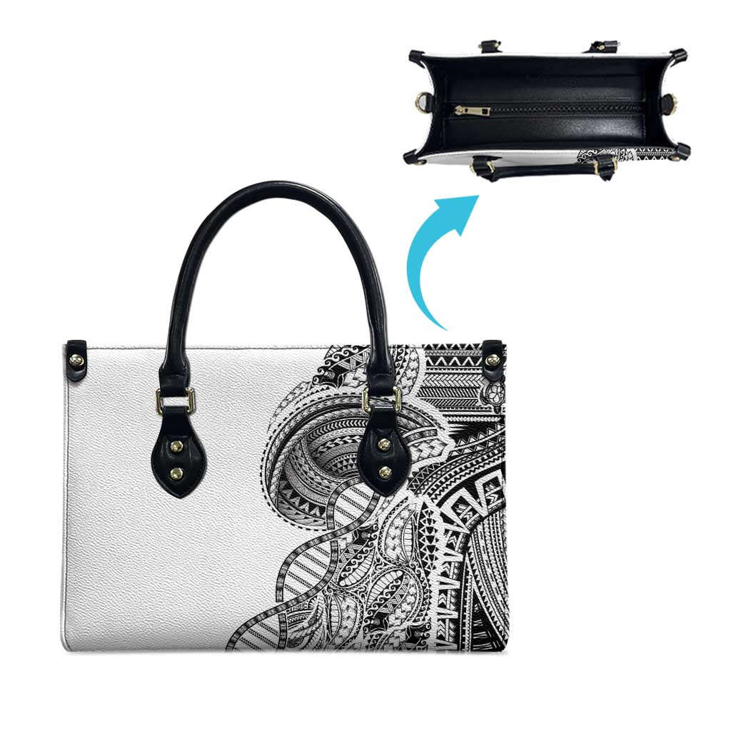 Samoan DNA Art Tattoo Leather Bag Polynesian Pattern White Color LT03 - Polynesian Pride
