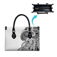 Samoan DNA Art Tattoo Leather Bag Polynesian Pattern White Color LT03 - Polynesian Pride