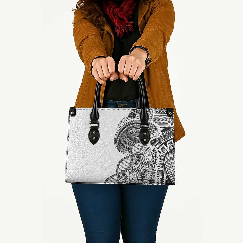 Samoan DNA Art Tattoo Leather Bag Polynesian Pattern White Color LT03 - Polynesian Pride