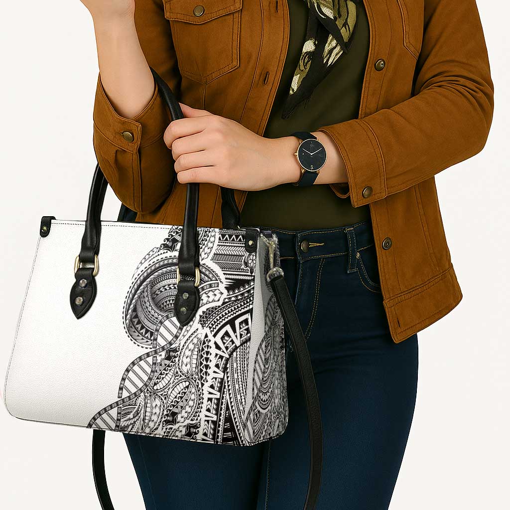 Samoan DNA Art Tattoo Leather Bag Polynesian Pattern White Color LT03 - Polynesian Pride