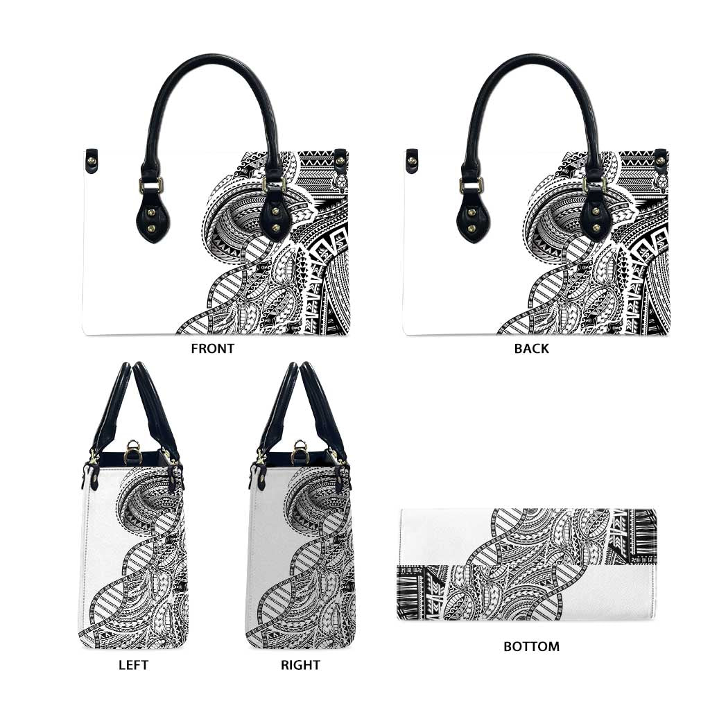 Samoan DNA Art Tattoo Leather Bag Polynesian Pattern White Color LT03 - Polynesian Pride