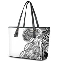 Samoan DNA Art Tattoo Leather Tote Bag Polynesian Pattern White Color LT03 - Polynesian Pride
