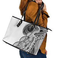 Samoan DNA Art Tattoo Leather Tote Bag Polynesian Pattern White Color LT03 - Polynesian Pride