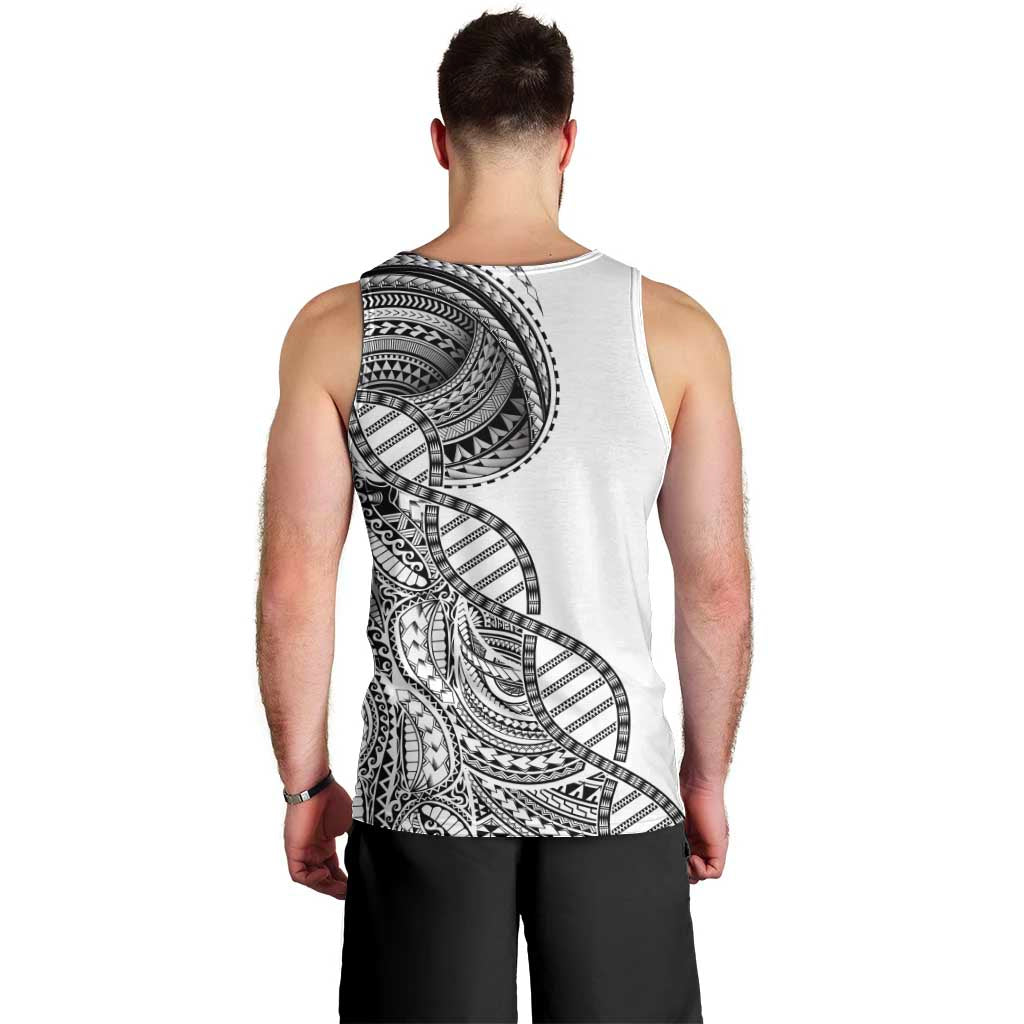 Samoan DNA Art Tattoo Men Tank Top Polynesian Pattern White Color LT03 - Polynesian Pride