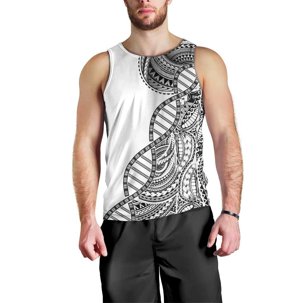 Samoan DNA Art Tattoo Men Tank Top Polynesian Pattern White Color LT03 - Polynesian Pride