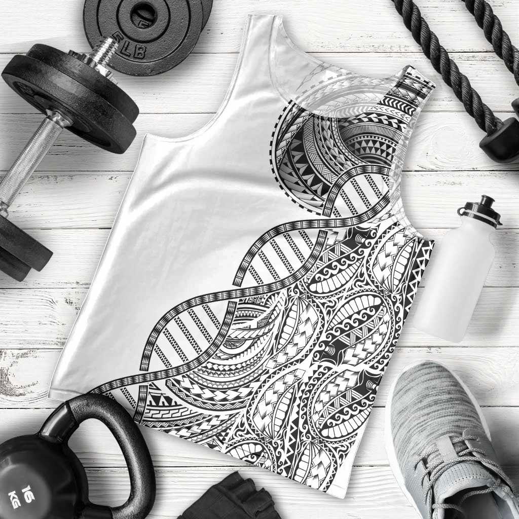 Samoan DNA Art Tattoo Men Tank Top Polynesian Pattern White Color LT03 - Polynesian Pride