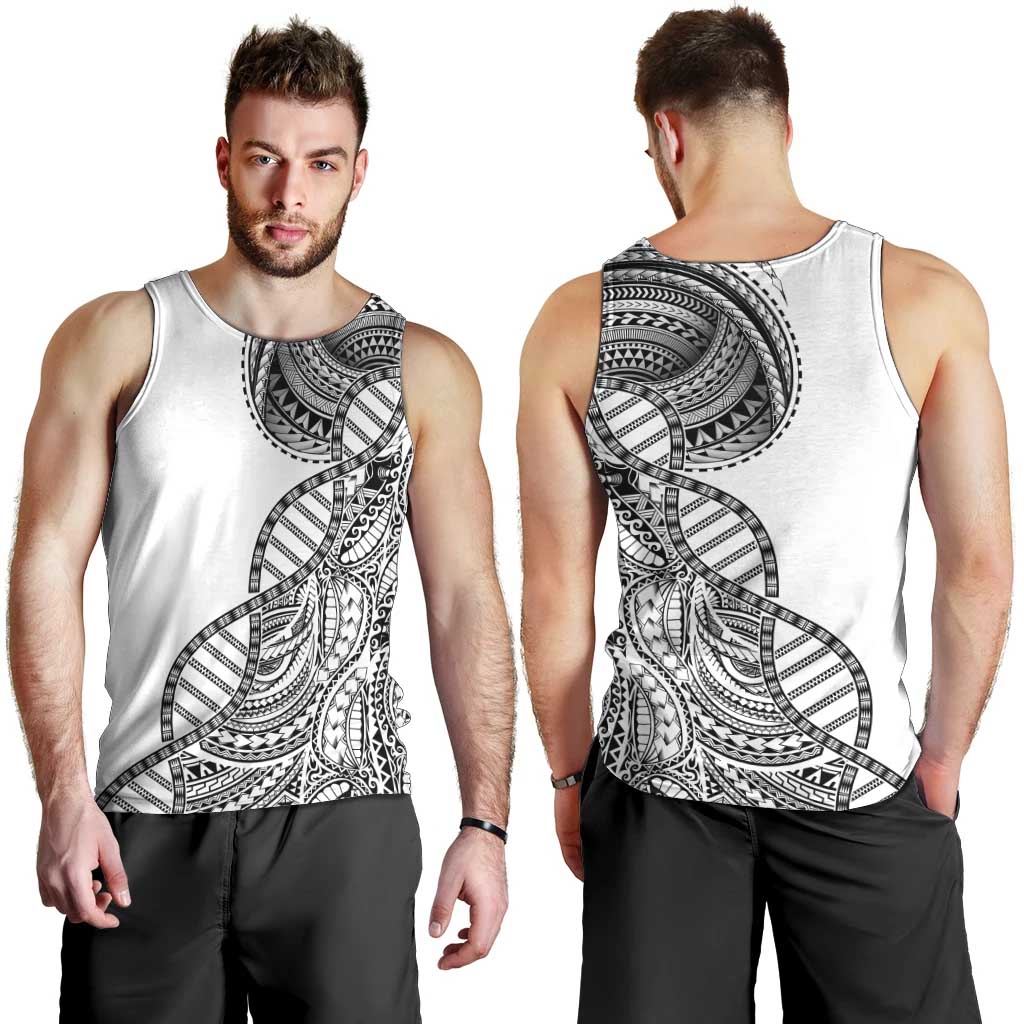 Samoan DNA Art Tattoo Men Tank Top Polynesian Pattern White Color LT03 - Polynesian Pride