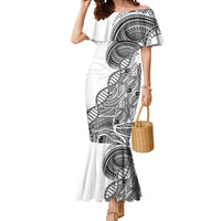 Samoan DNA Art Tattoo Mermaid Dress Polynesian Pattern White Color LT03 Women White - Polynesian Pride