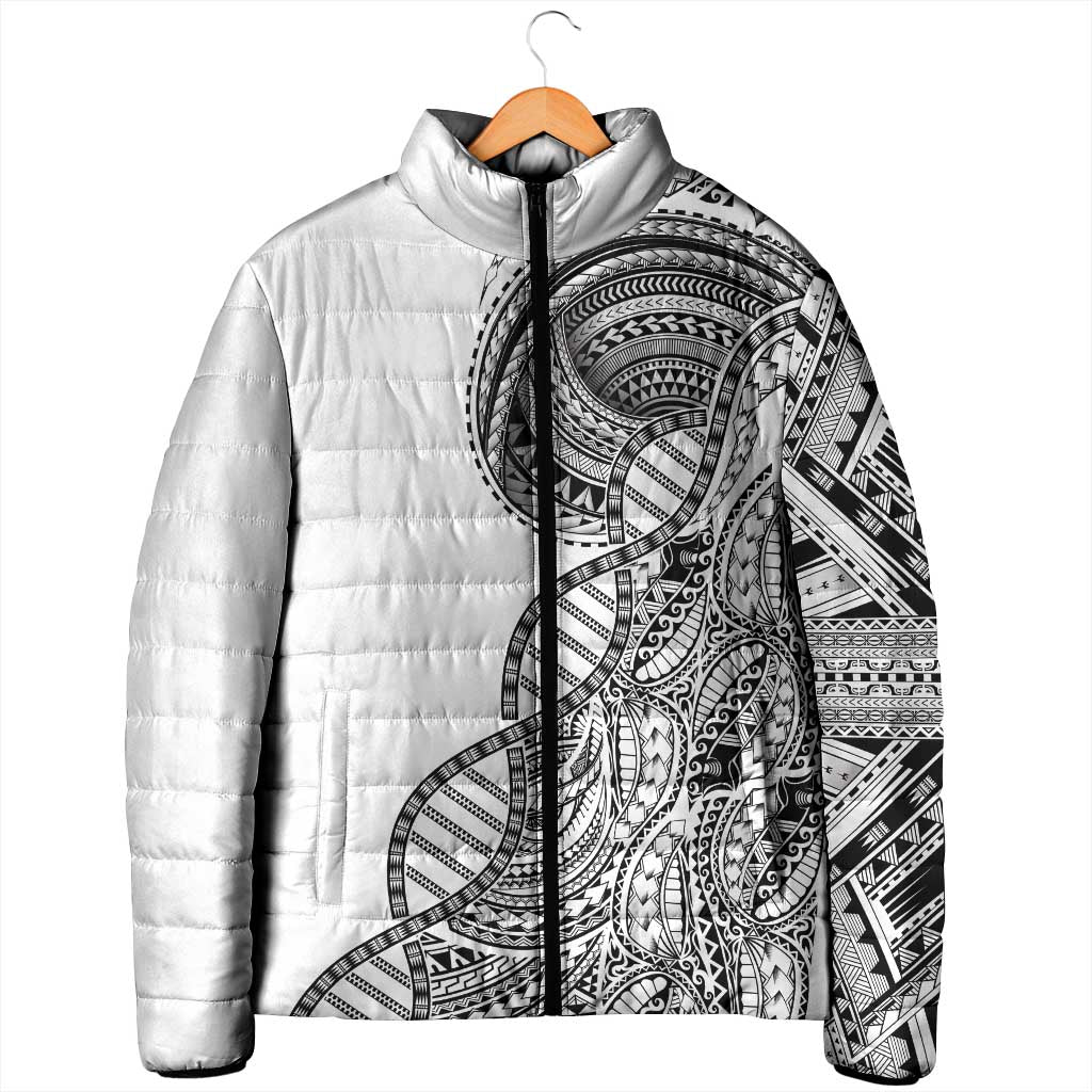 Samoan DNA Art Tattoo Padded Jacket Polynesian Pattern White Color LT03 - Polynesian Pride