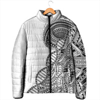 Samoan DNA Art Tattoo Padded Jacket Polynesian Pattern White Color LT03 - Polynesian Pride