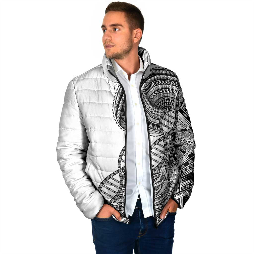 Samoan DNA Art Tattoo Padded Jacket Polynesian Pattern White Color LT03 - Polynesian Pride