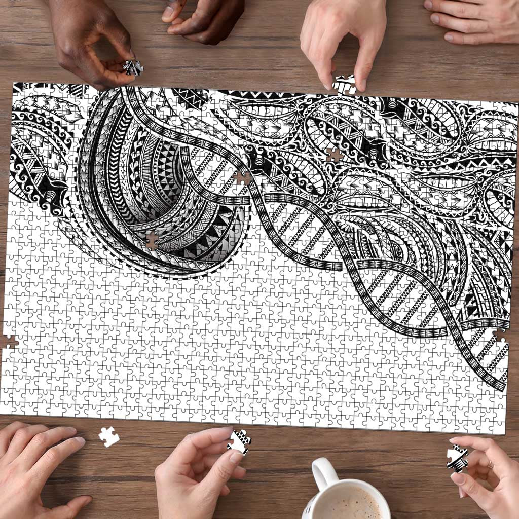 Samoan DNA Art Tattoo Puzzle Polynesian Pattern White Color LT03 - Polynesian Pride