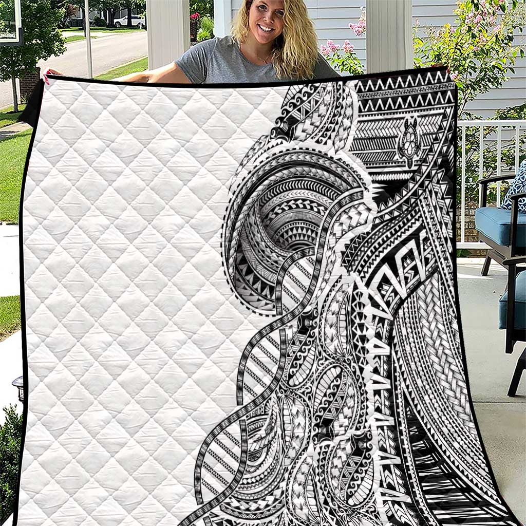 Samoan DNA Art Tattoo Quilt Polynesian Pattern White Color LT03 White - Polynesian Pride